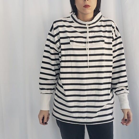 Dockers Tops - 90s Dockers Black and White Striped Long‎ Sleeve Shirt